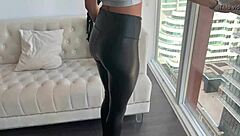 Nina Commands Attention in Tight Leather Pants and Stiletto Heels