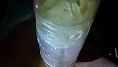 Outdoor fleshlight fucking with big cock leads to massive cumshot in public.