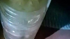 Outdoor fleshlight fucking with big cock leads to massive cumshot in public.