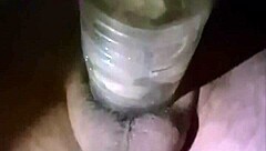 Outdoor fleshlight fucking with big cock leads to massive cumshot in public.