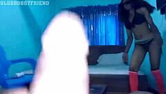 the horny maid turns me on by wearing her bikini and teasing with her big cock