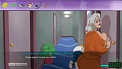 Cartoon porn game with cartoon MILF's boob job and cum in mouth