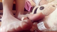 My feet pleasure in heat fuck doll in pantyhose