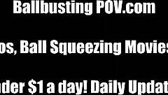 Femdom dominatrixes take turns humiliating and kicking your balls in bdsm session.