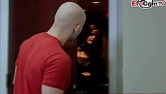 Skinny British MILF titty fucks small tits