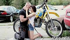 Young Brunette Licie C Bent Over For Boob Licking