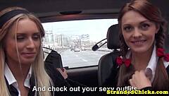 stranded european girls get picked up in public outdoor spot