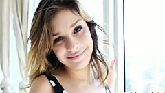 Teen nympho gives rough blowjob and fucks hard in POV scene.