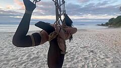 Beautiful Lari Bound In Shibari At Sunset