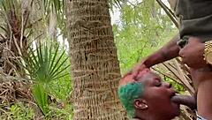 Thick and juicy BBW gets her throat stretched in public