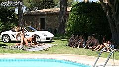 In Mallorca, a special threesome unfolds with Spanish and UK guys by the pool.