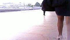 mini skirt action on the street