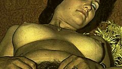 Black cock in vintage video with hairy pussy