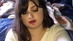 Lipstick Babe Gives Rough Blowjob And Handjob.