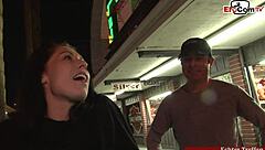 Brunette Slut Picked Up On Street In Fishnet Stockings