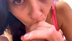 stepsister fucked with her stepbrother, gave her boyfriend to lick the cum on her pussy?