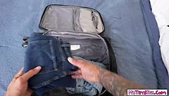 Petite Stepsister Hawks Rubs Quinton's Boner