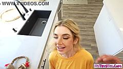 Petite Stepsister Hawks Rubs Quinton's Boner