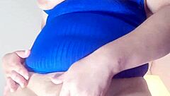 hey, this slut wife masturbates for her husband's friends in a solo show