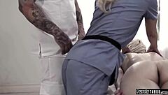 I can’t believe I was tricked into fucking the masseuse’s mate during my teen massage session. It was so unexpected with that old blonde guy!