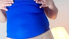 hey, this slut wife masturbates for her husband's friends in a solo show