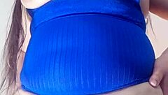 hey, this slut wife masturbates for her husband's friends in a solo show