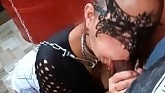 a teen girl tries a blowjob but gets overwhelmed