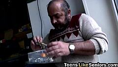 Blonde secretary blows small cock boss