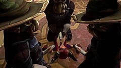 This cultists' ceremonial foursome is a wild gangbang parody.