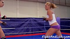 Lesbo Babe Feels Intense Pleasure Fingering After Wrestling