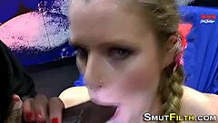 Oh wow, bukkake drenched whore takes big cock blowjob and facial cumshot in interracial hardcore!