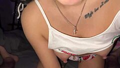 Amateur couple performs homemade blowjob with sucking, handjob, and cum in pov style from twitter gangelya