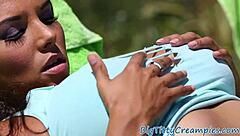 Oiled up Latina gives an impressive tit job