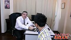 Descriptive Scene of Sucking and Fucking Two Asian Twinks in Office