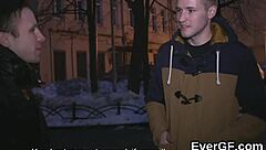 Dirt poor guy lets buddy fuck ex-girlfriend for cash in hardcore threesome.