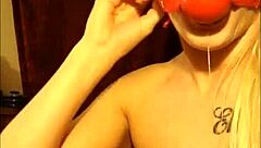 I love being gagged and bound as a kinky blonde slut in this dirty sex tape