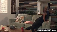 busty oiled lesbian gets bound and gangbanged in lezdom fetish, deepthroating and gagging with big tits