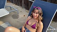 Aria Lee Performs Deepthroat Blowjob and Rimjob on Brunette with Small Tits in POV Pickup