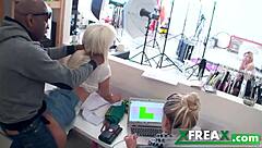 Russian girl Nataly enjoys anal sex with Mike in a corporate setting
