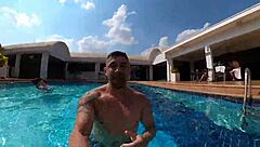 Morena offers shaved pussy to mr matusalem in pool hardcore sex