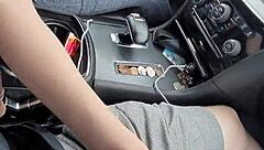 Intriguing public car handjob with cumshot in mouth action