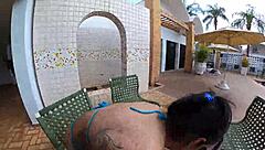 Morena offers shaved pussy to mr matusalem in pool hardcore sex