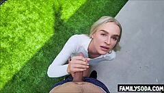 The concerned stepdad fucks his young stepdaughter in the ass from pov