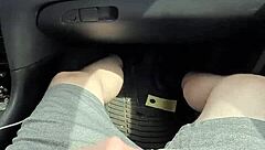 Intriguing public car handjob with cumshot in mouth action