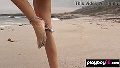 Extra Skinny Blonde Italian Babe Francy Torino Undresses At Beach