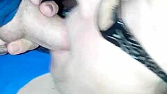 Sexy latina brunette performs rough deepthroat in garage