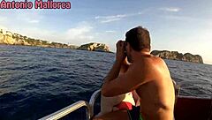 Mermaid slut sucks sailor's cock outdoors with friends watching