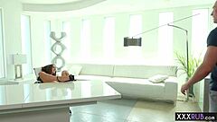 hey, that big-ass teen is giving her friend's huge cock a naughty massage.