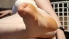 white lingerie on feet