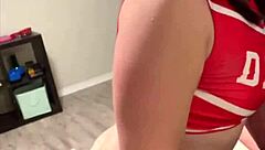 cheerleader with big ass fucks older man for cheer camp money, feeling desperate